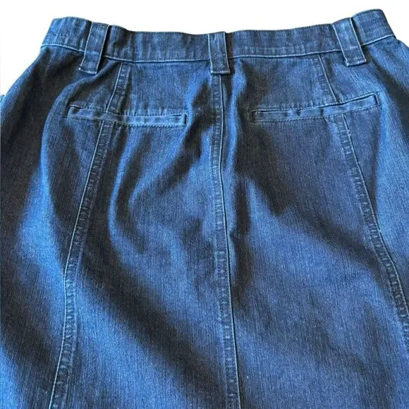 LL Bean Classic Fit Dark Wash Denim Jean Skirt Womens Size 10 Petite - Picture 5 of 9